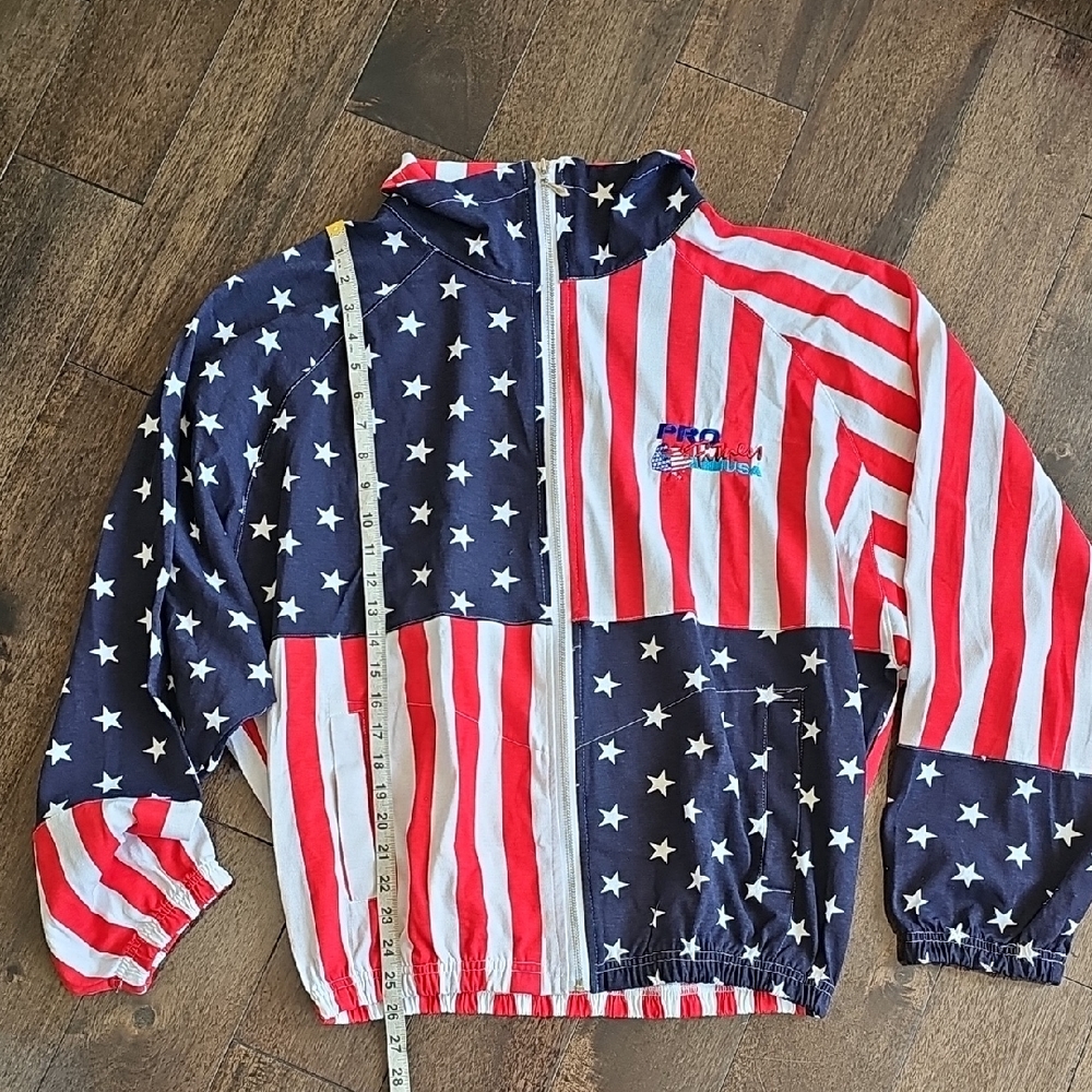 Vintage Pro Fitness USA Flag Zip-Up Pullover Patriotic Stars & Stripes Jacket XL - Picture 5 of 12